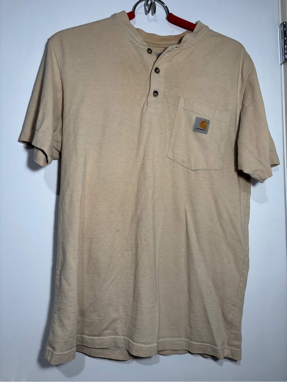 Carhartt Men’s Tan Henley with Chest Pocket